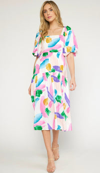 Mischa Abstract Print Midi Dress