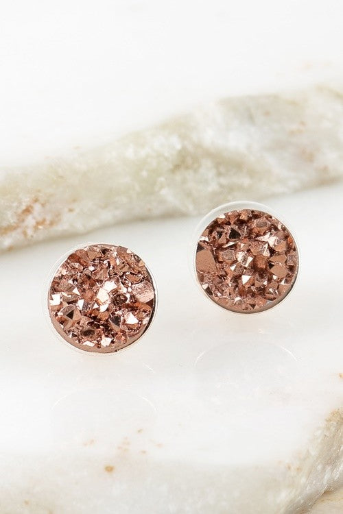 UBS041 Round Druzy Rose Gold