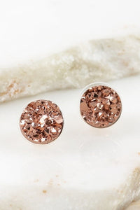 UBS041 Round Druzy Rose Gold