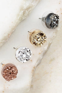 UBS041 Round Druzy Silver