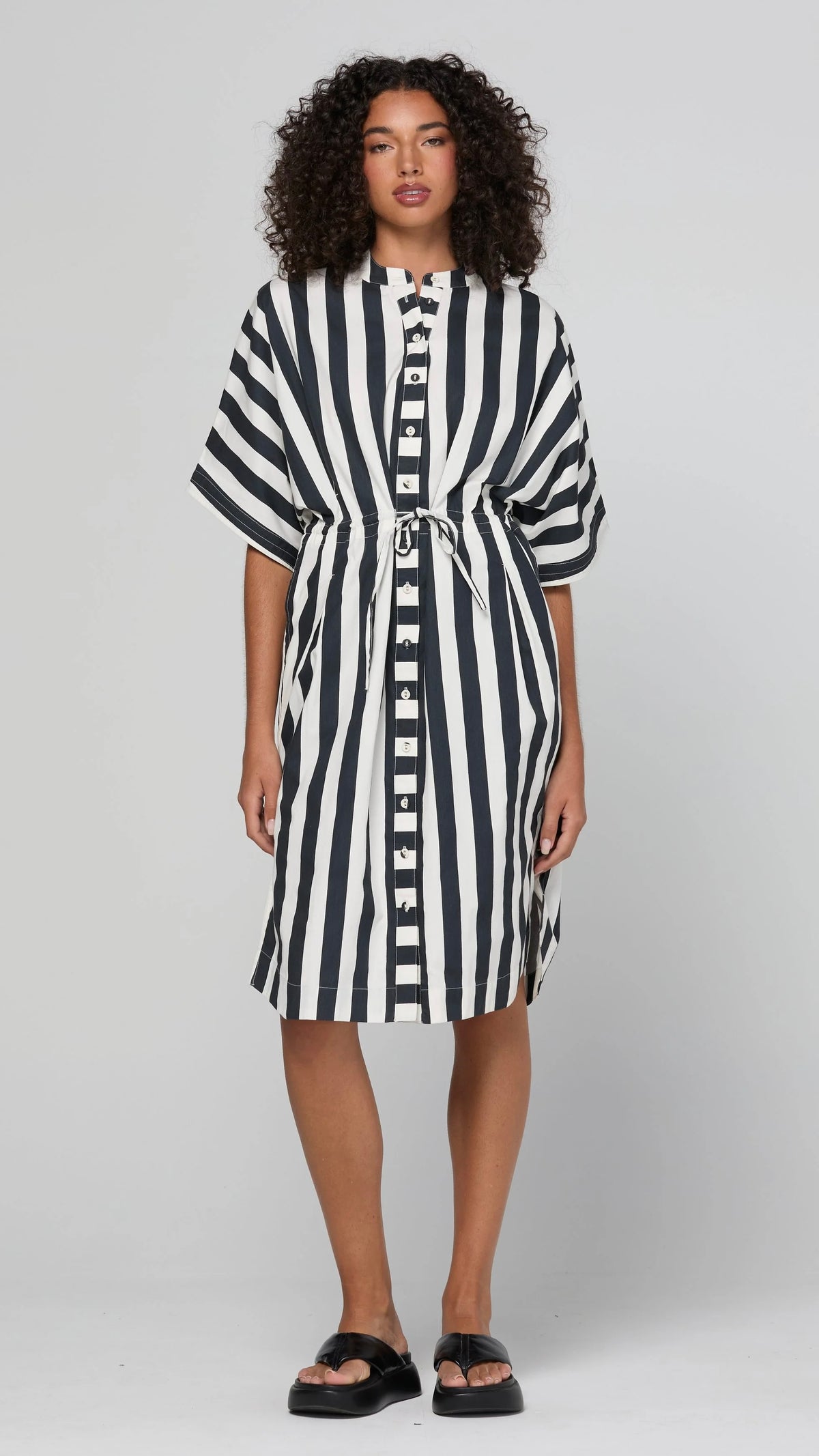 Shiro Shirt Dress Mono Stripe