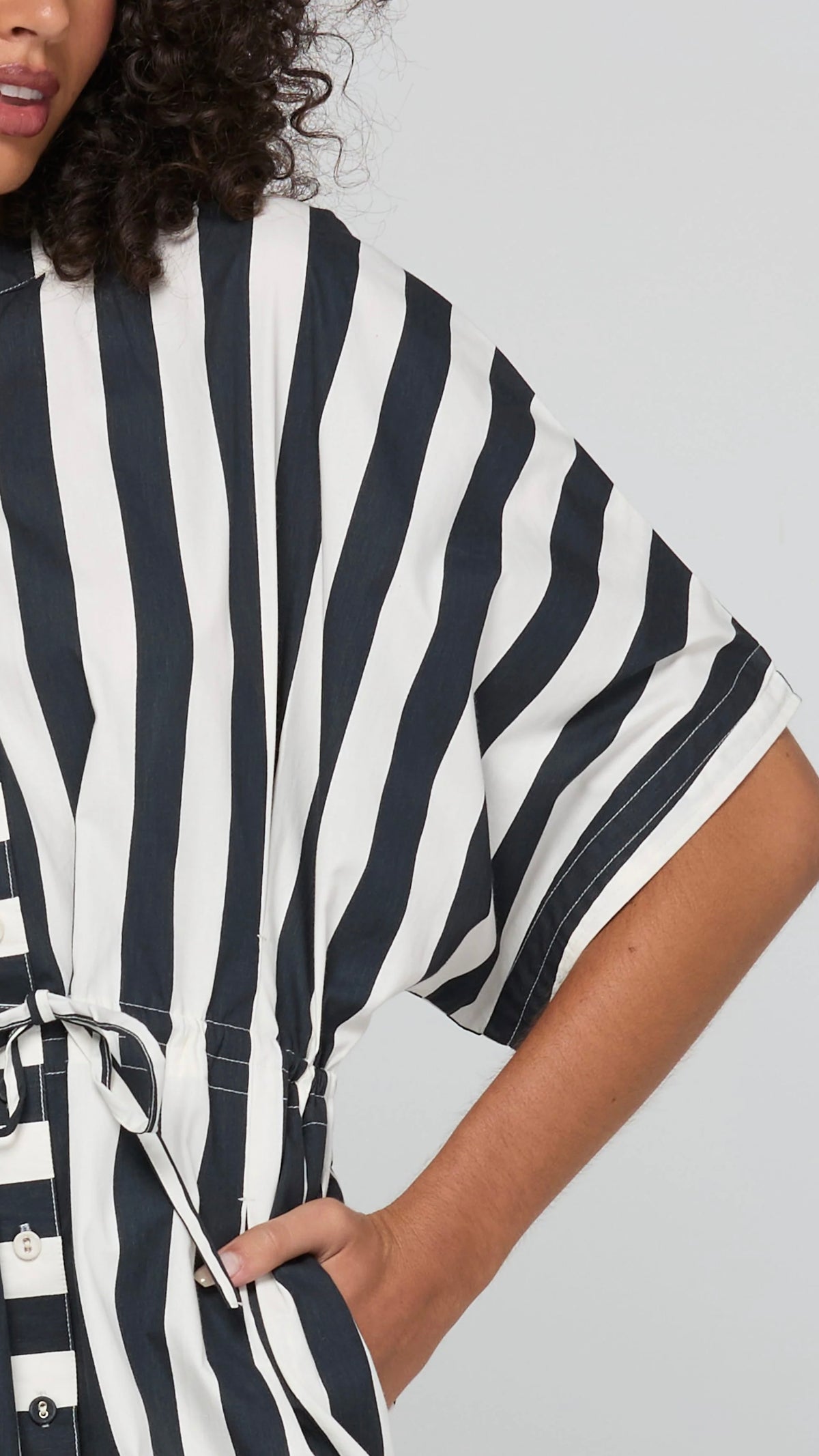 Shiro Shirt Dress Mono Stripe