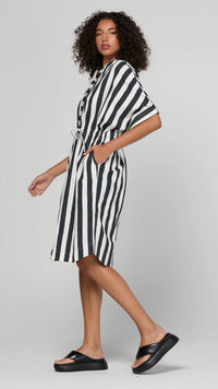 Shiro Shirt Dress Mono Stripe
