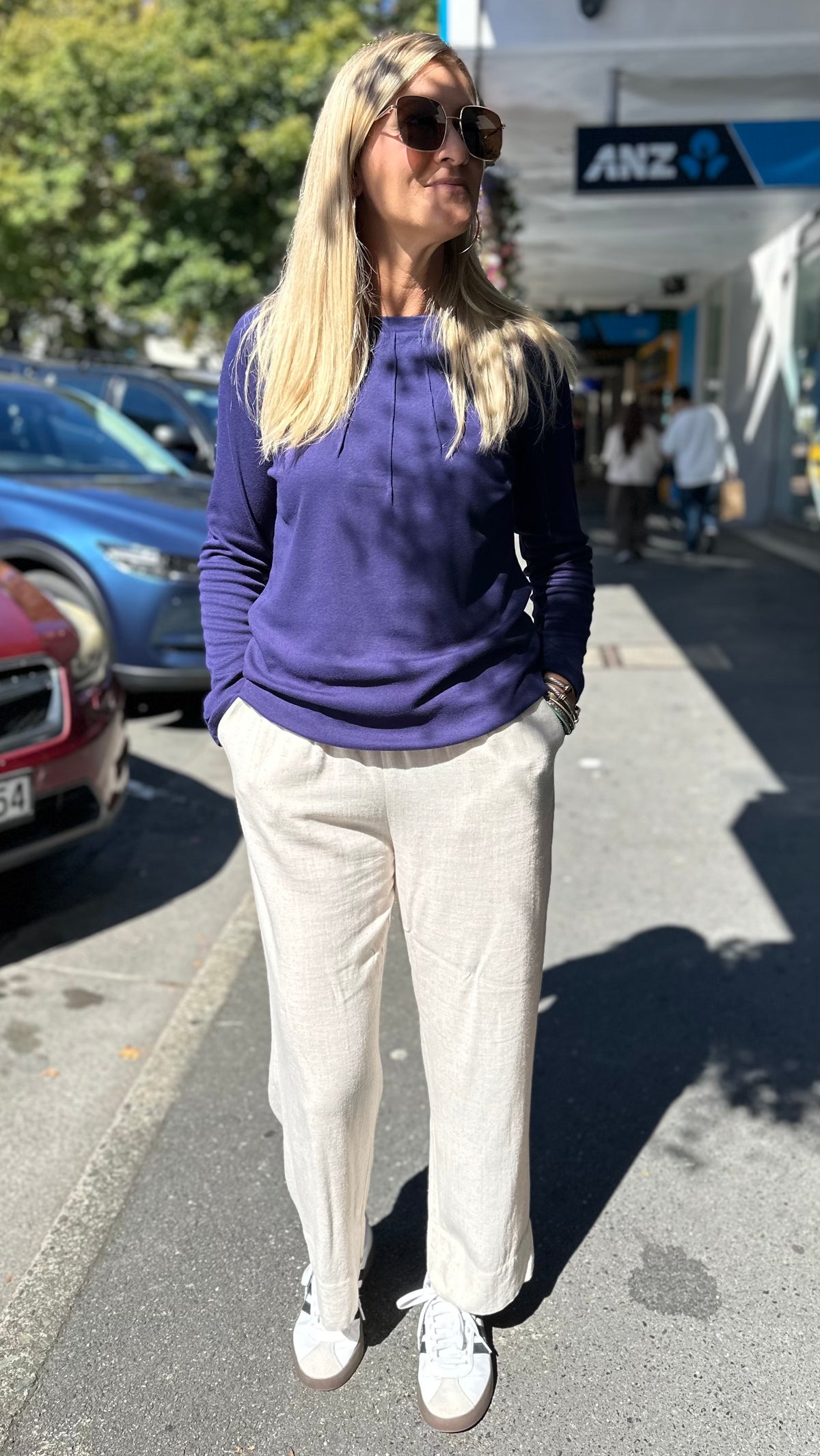 Bridget Raglan Sleeve Knit Top Bright Navy