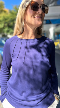 Bridget Raglan Sleeve Knit Top Bright Navy