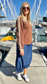 Retro Varsity Stripe Jumper Caramel