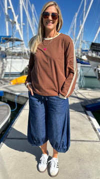 Retro Varsity Stripe Jumper Caramel