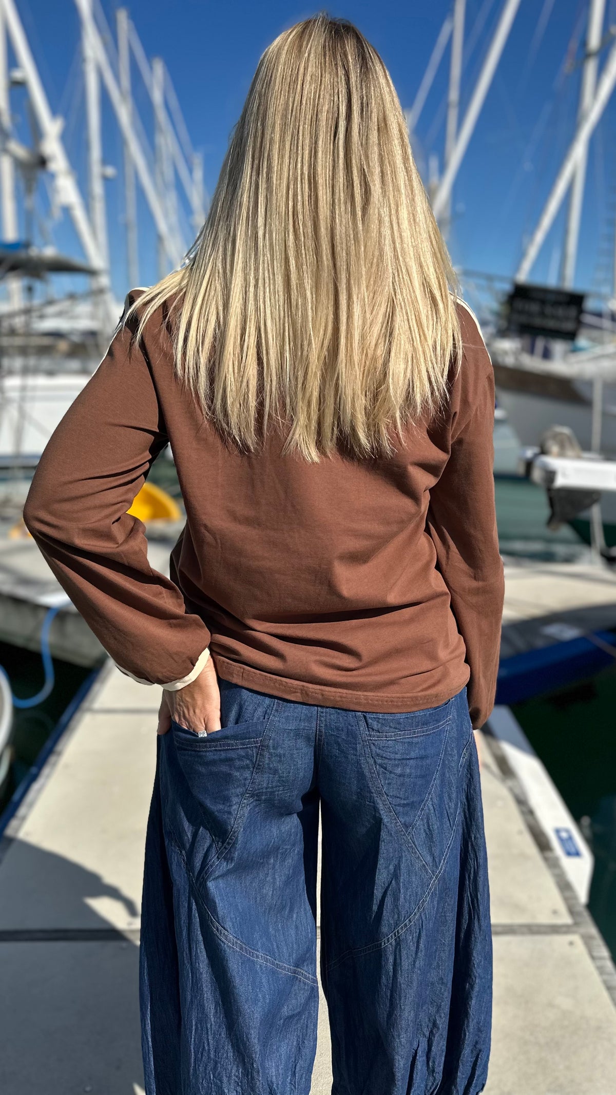 Retro Varsity Stripe Jumper Caramel