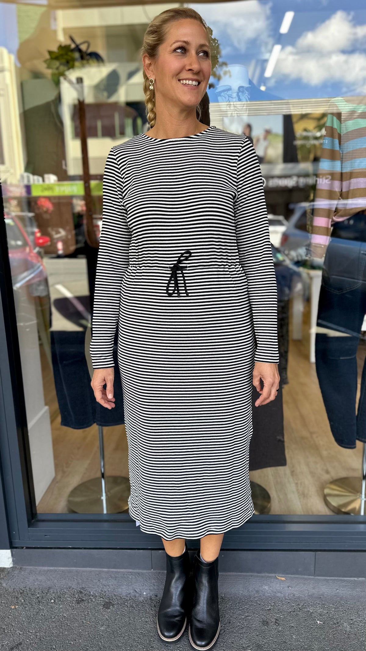 Levi Stripe Tshirt Dress Black