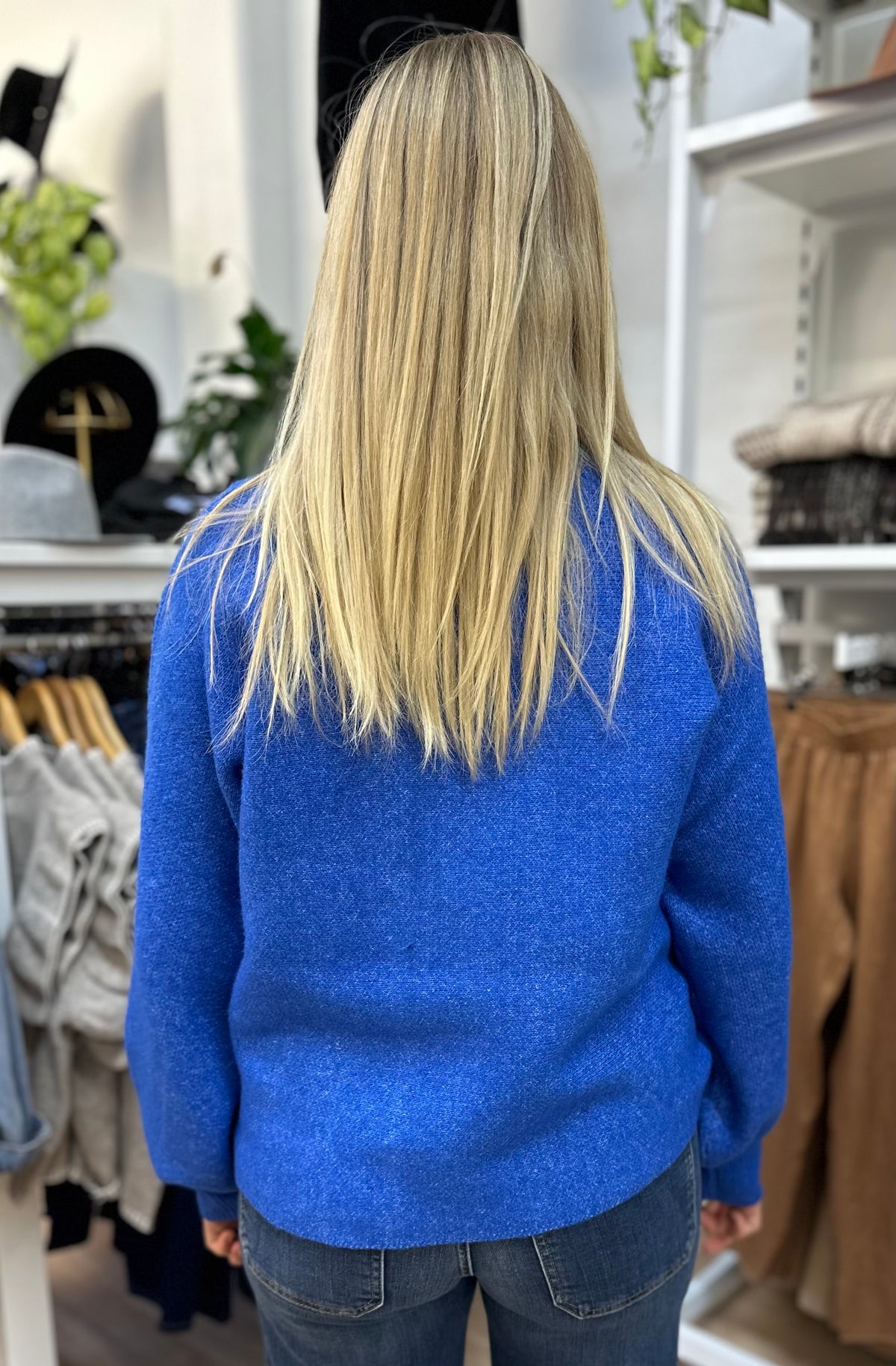 Miru Stitch Flower Jumper Cobalt