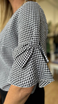 Plaid Bow Sleeve Top