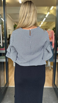 Plaid Bow Sleeve Top