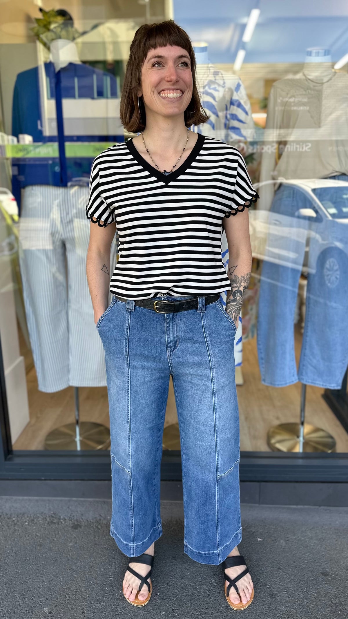Ella Straight Leg Jeans Front Stitching