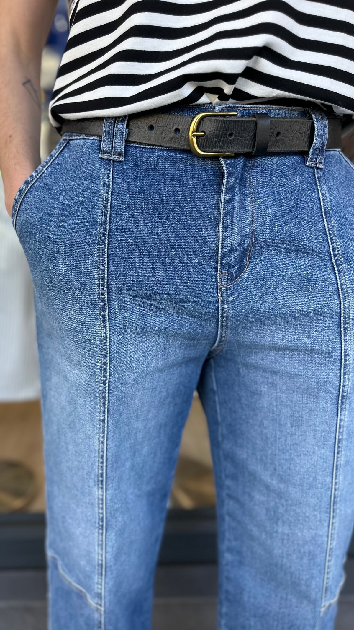 Ella Straight Leg Jeans Front Stitching