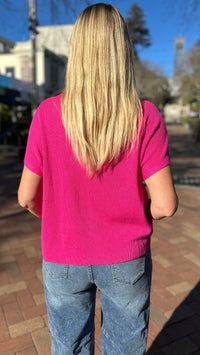 Romy Ribbed Knit Top Magenta