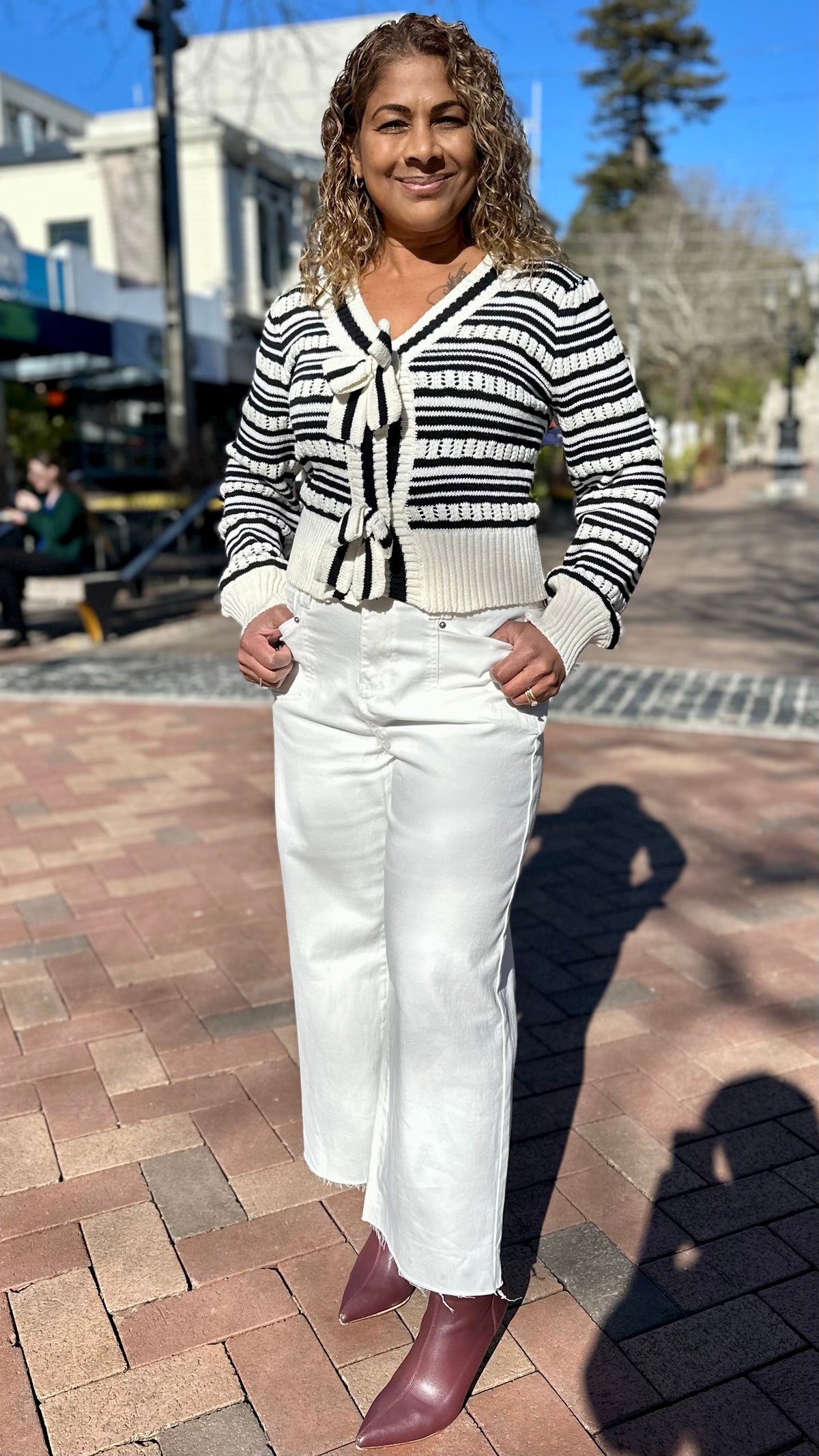 Bonnie Bow Tie Striped Cardi