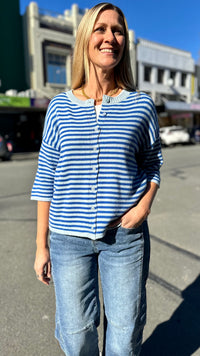 Frankie Cardigan Blue Stripe