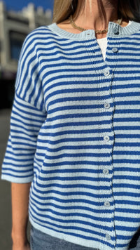 Frankie Cardigan Blue Stripe