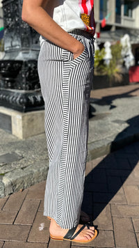 Reese Wide Leg Striped Pants Black