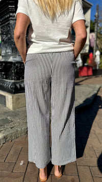 Reese Wide Leg Striped Pants Black