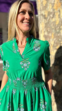 Tilly Midi Dress Green Floral