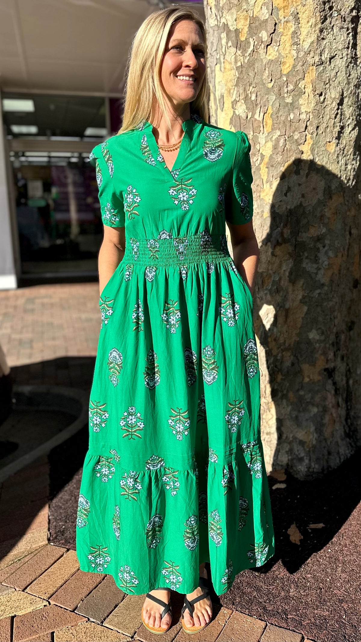 Tilly Midi Dress Green Floral