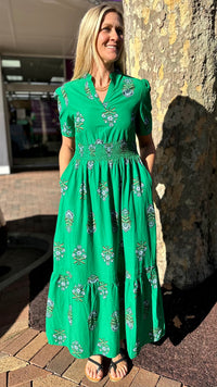 Tilly Midi Dress Green Floral