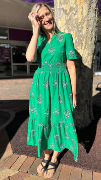 Tilly Midi Dress Green Floral
