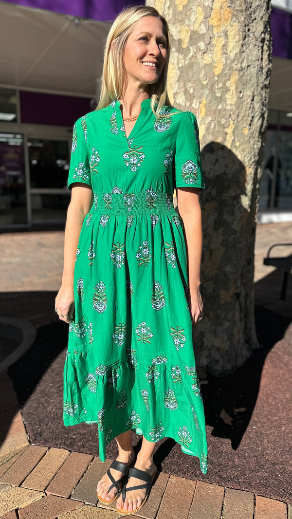 Tilly Midi Dress Green Floral