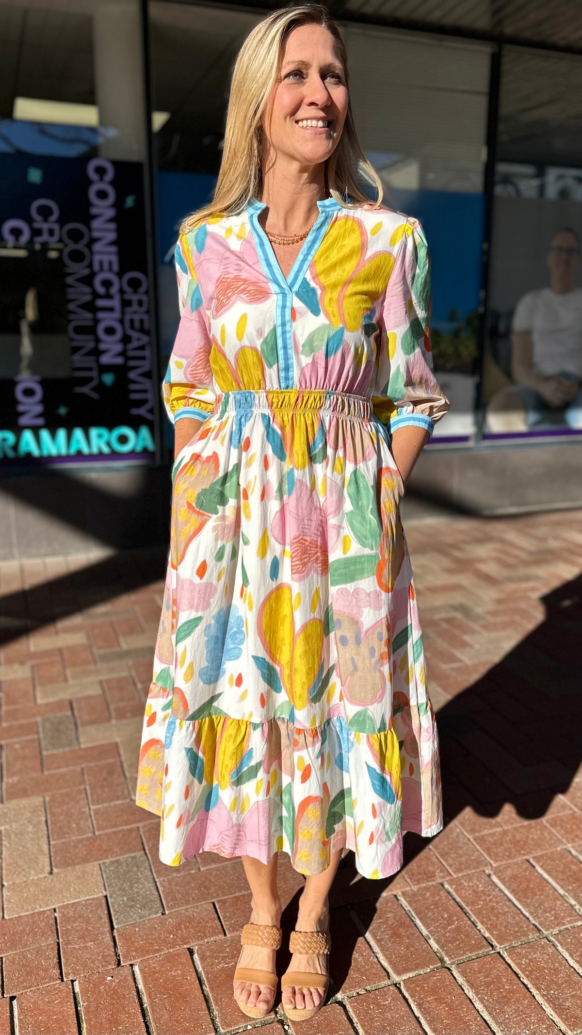 Melody Floral Dress Mixed Abstract Print