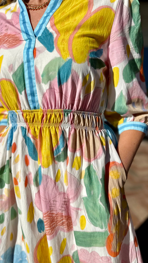 Melody Floral Dress Mixed Abstract Print