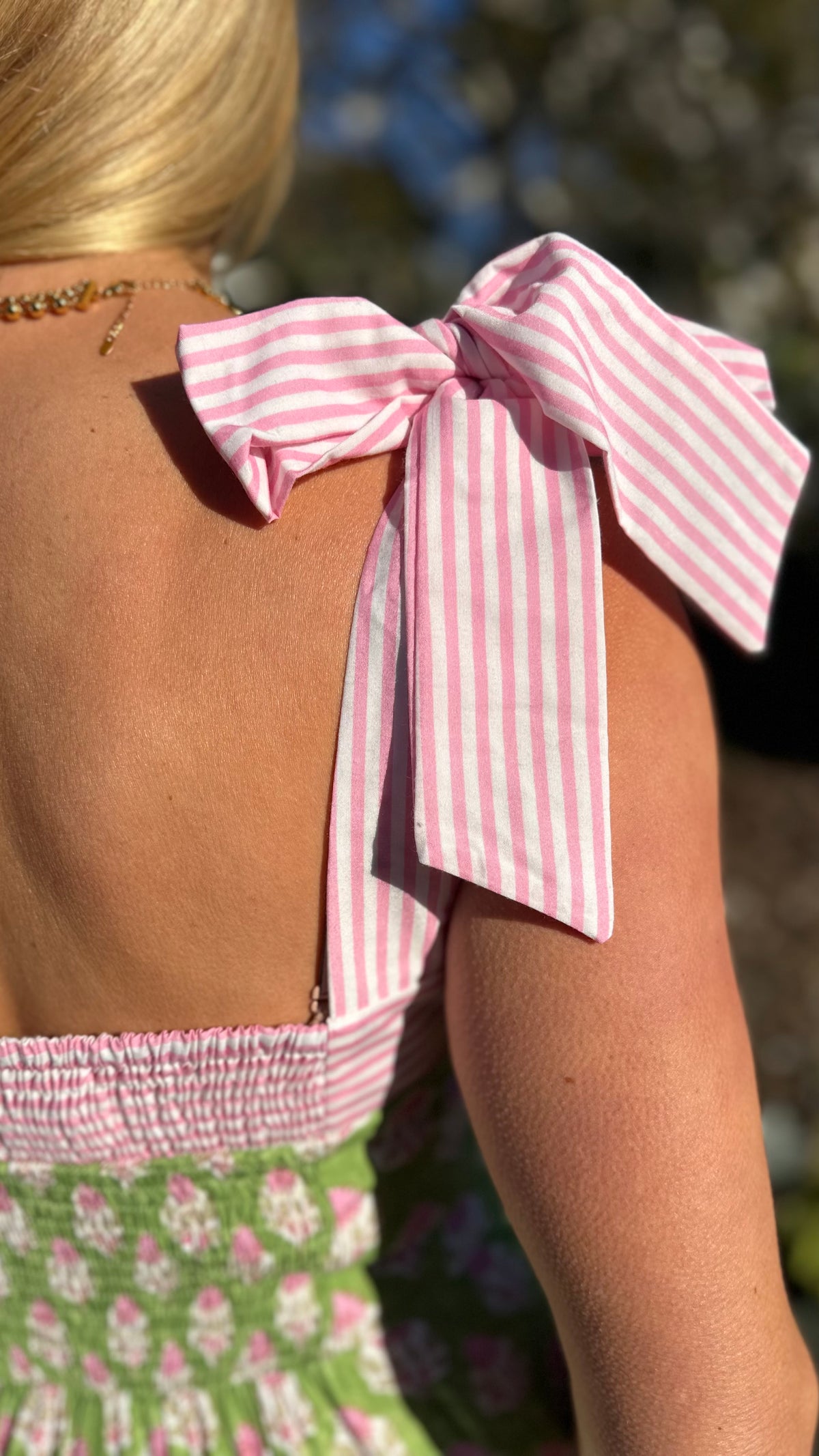 Promenade Tiered Midi Dress Pink/Green