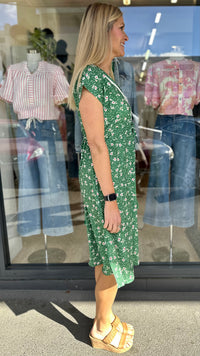 Embroidered Trim Vacay Dress Green