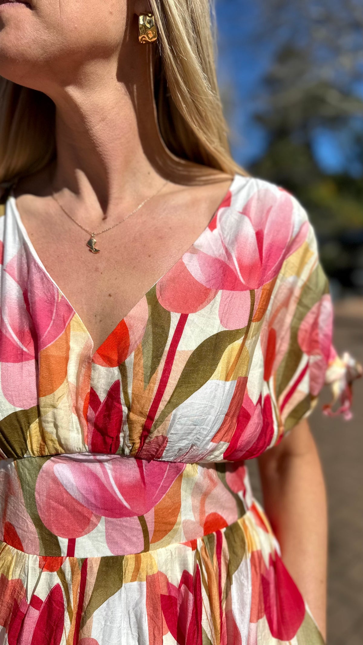 Jules Tulip Print Maxi Dress Red Mix