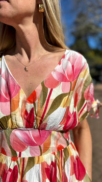 Jules Tulip Print Maxi Dress Red Mix