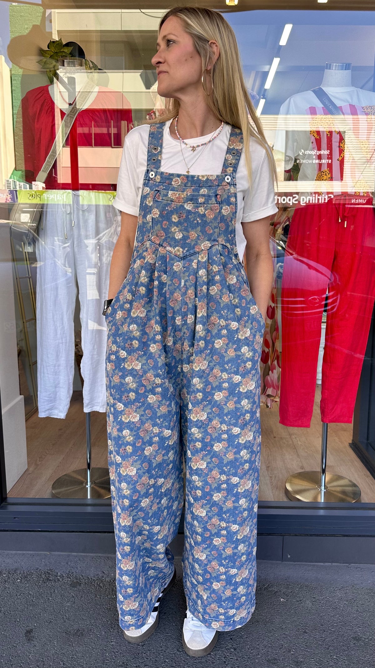 Floral Pleated Overalls