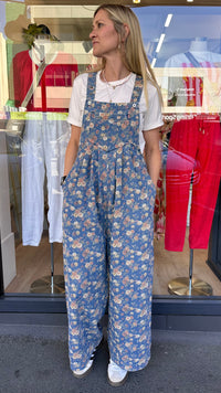 Floral Pleated Overalls
