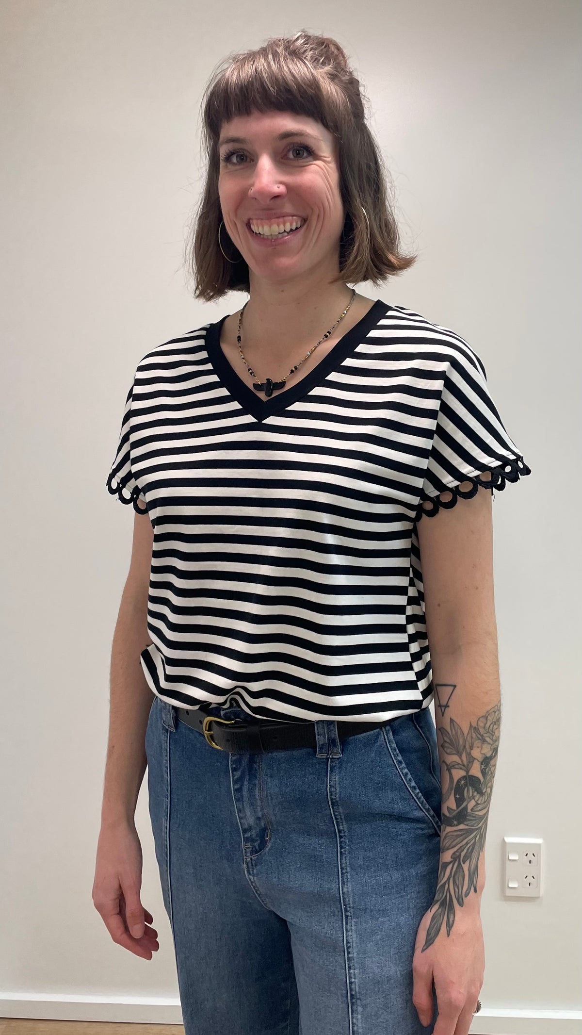 Sami Striped V Neck Top
