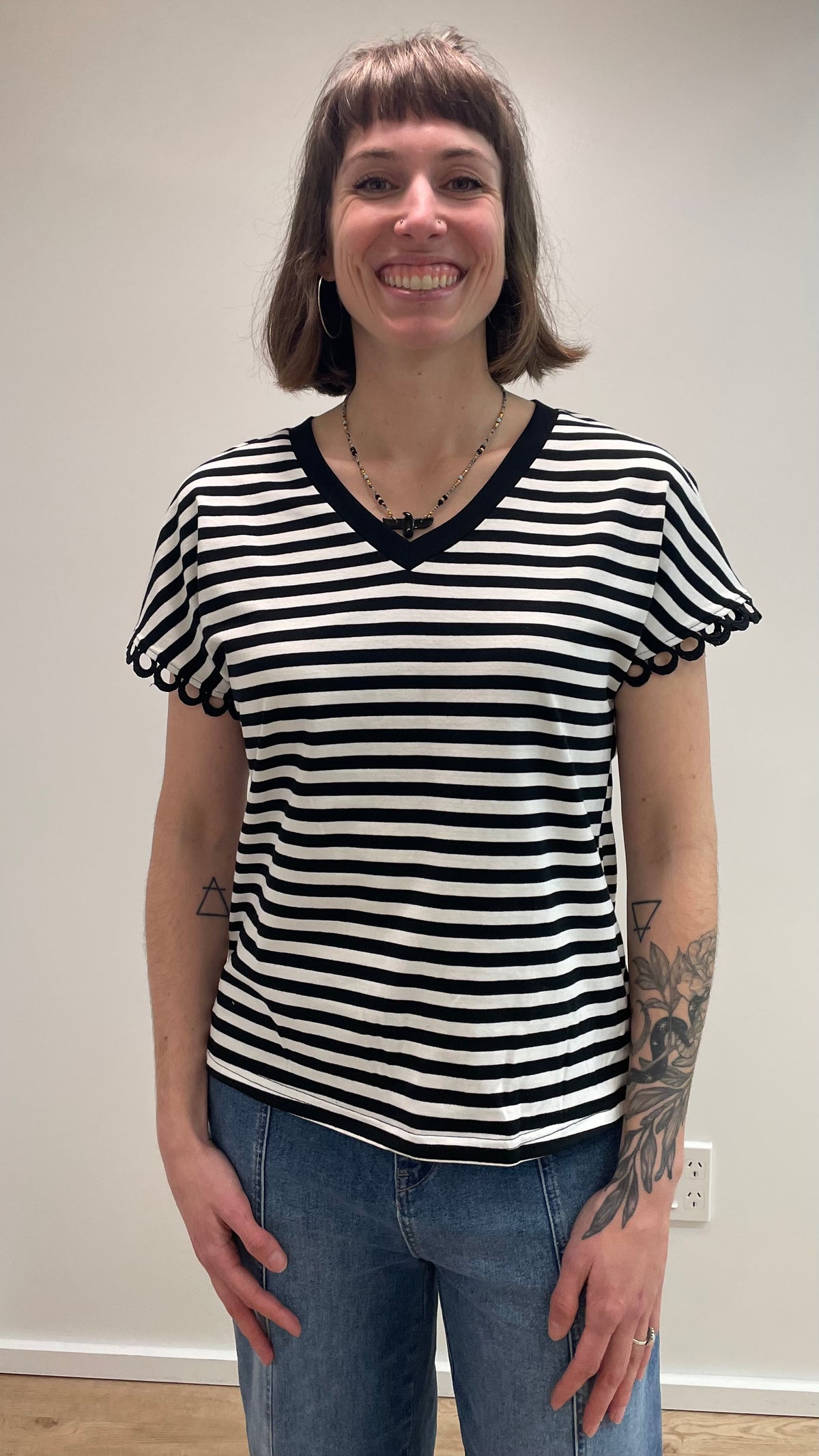 Sami Striped V Neck Top