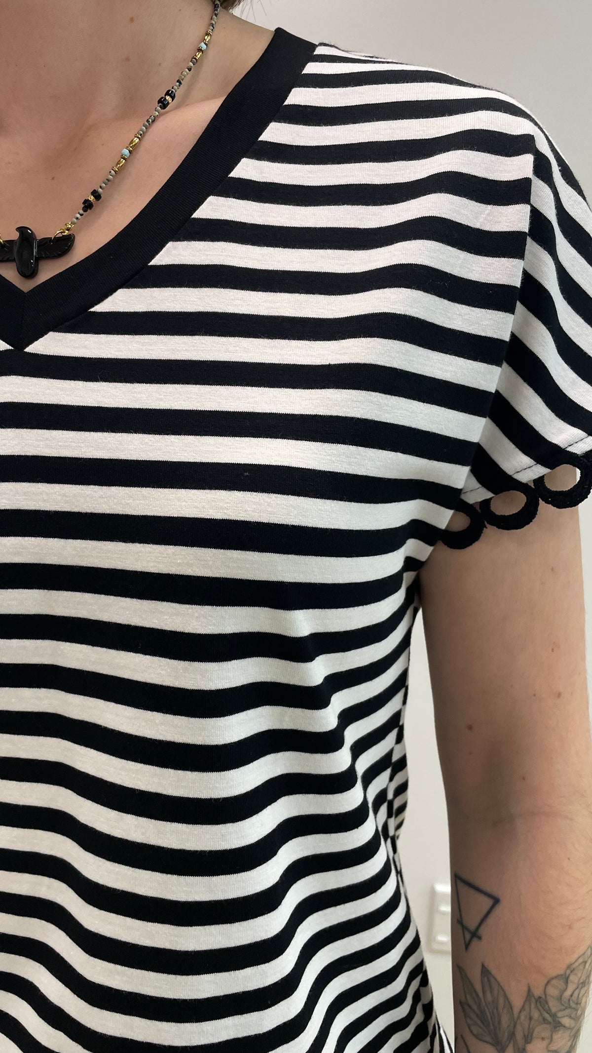Sami Striped V Neck Top