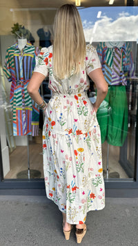 Tilly Tiered Midi Dress Ivory Floral