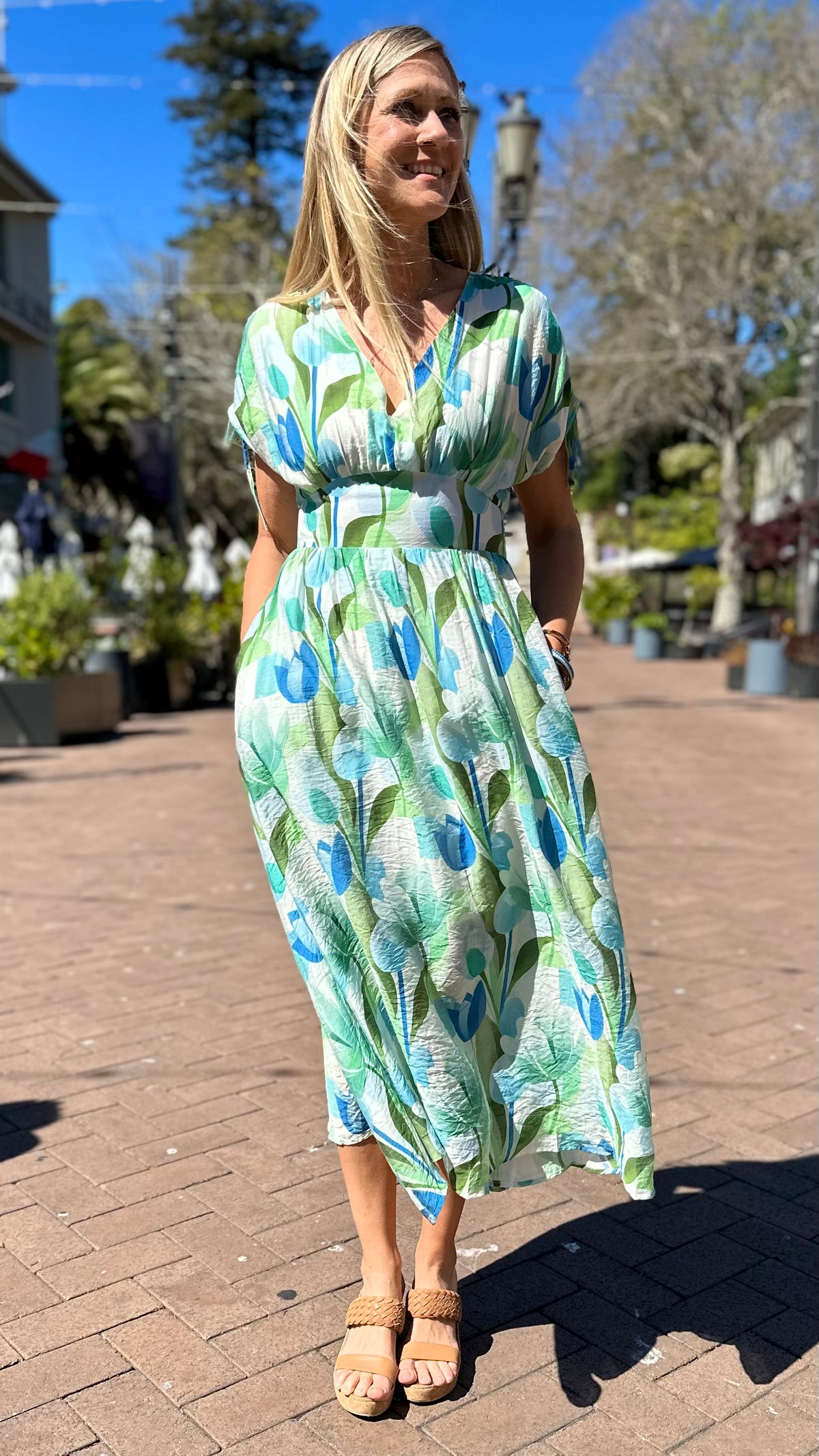 Jules Tulip Print Maxi Dress Blue Mix
