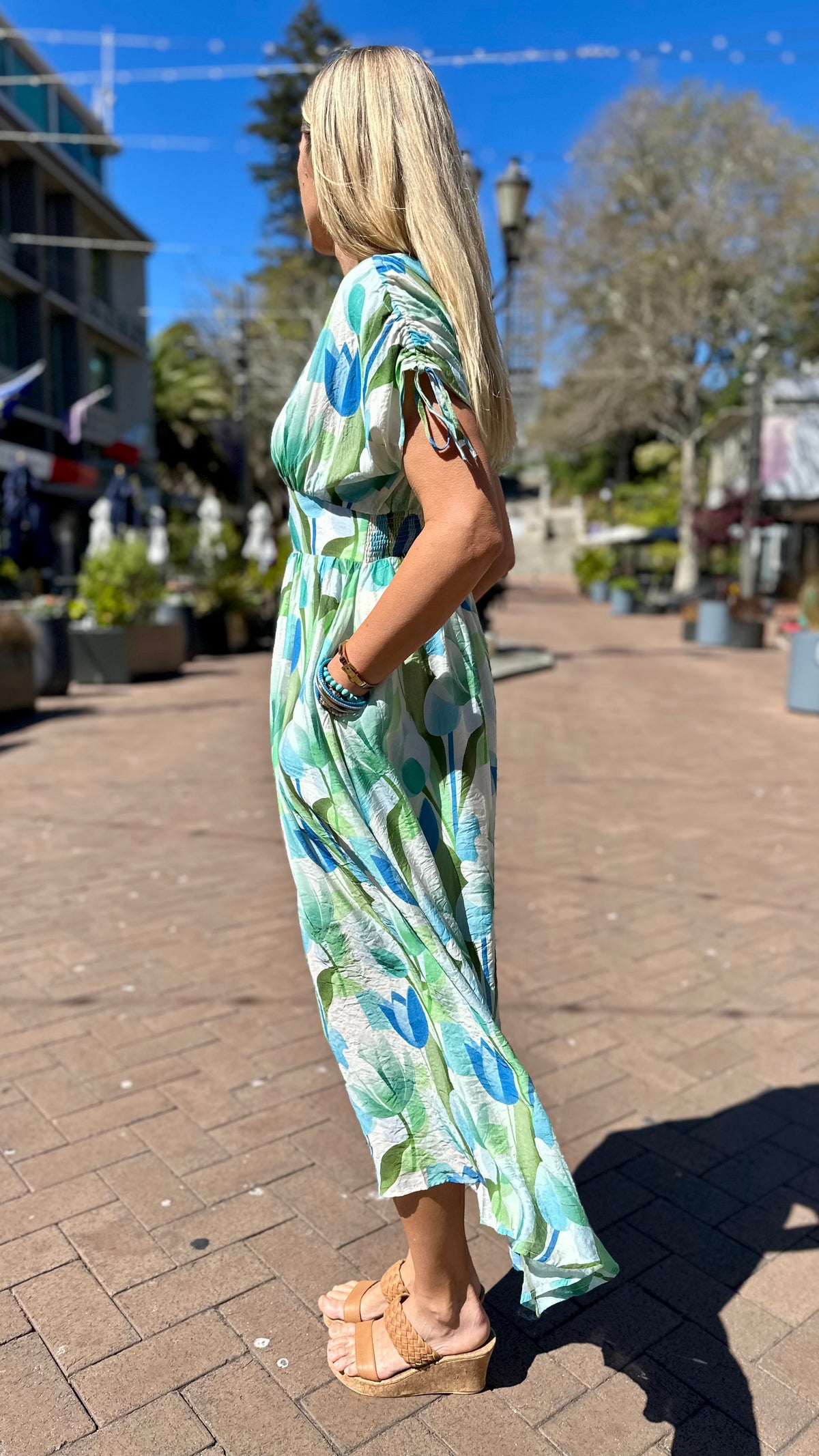 Jules Tulip Print Maxi Dress Blue Mix