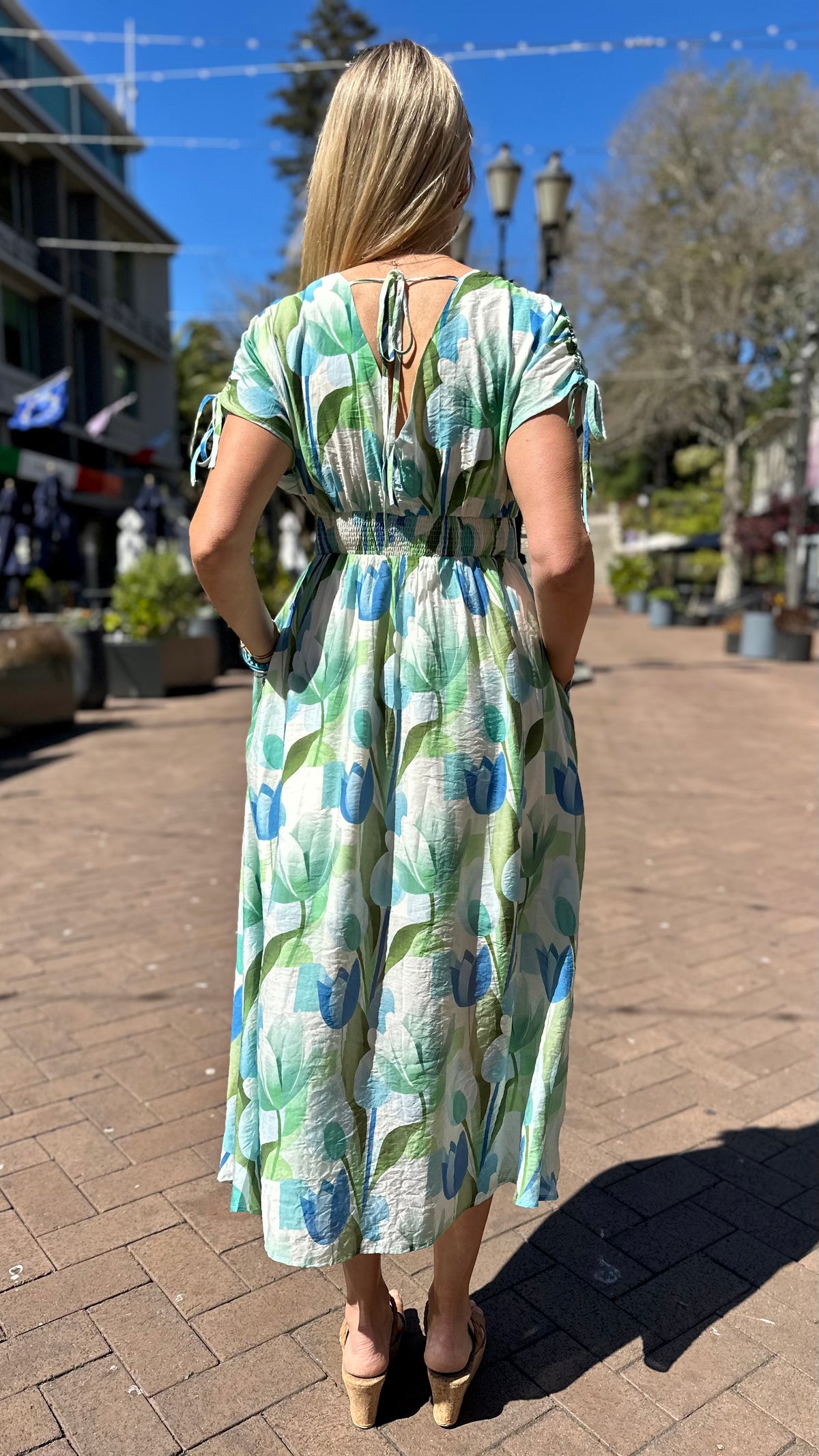 Jules Tulip Print Maxi Dress Blue Mix