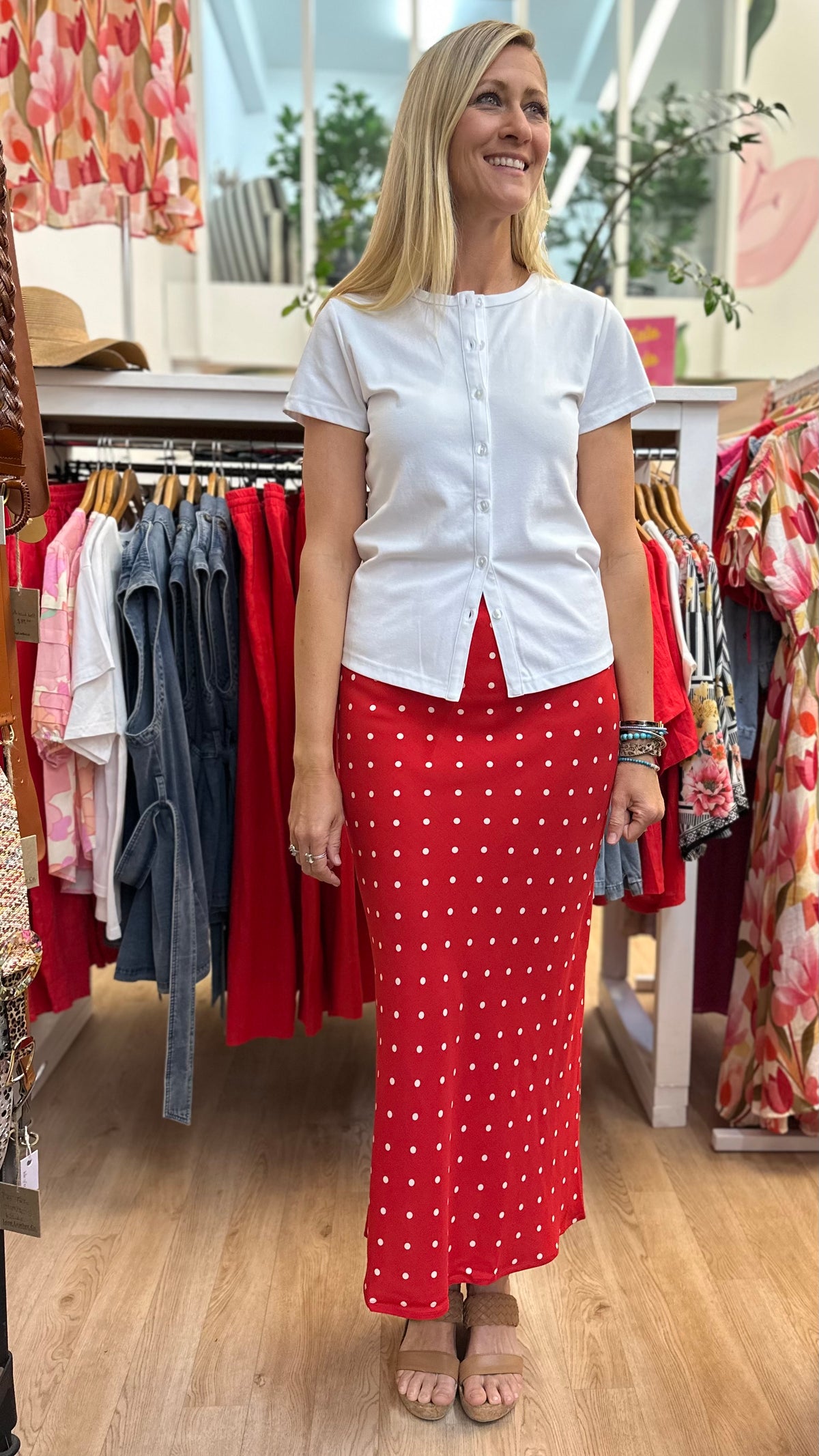 Rumi Polka Dot Skirt Red