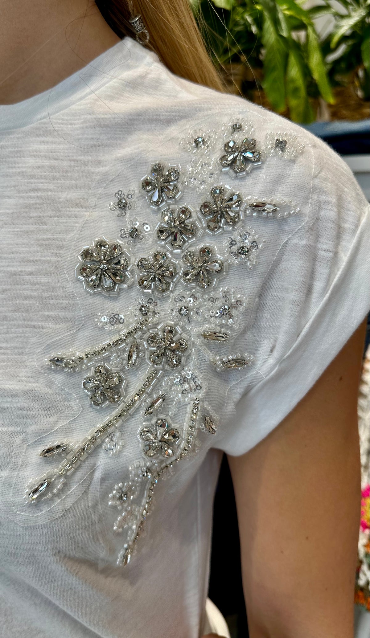 Ruby Rhinestone Top White