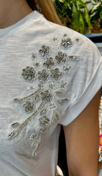 Ruby Rhinestone Top White
