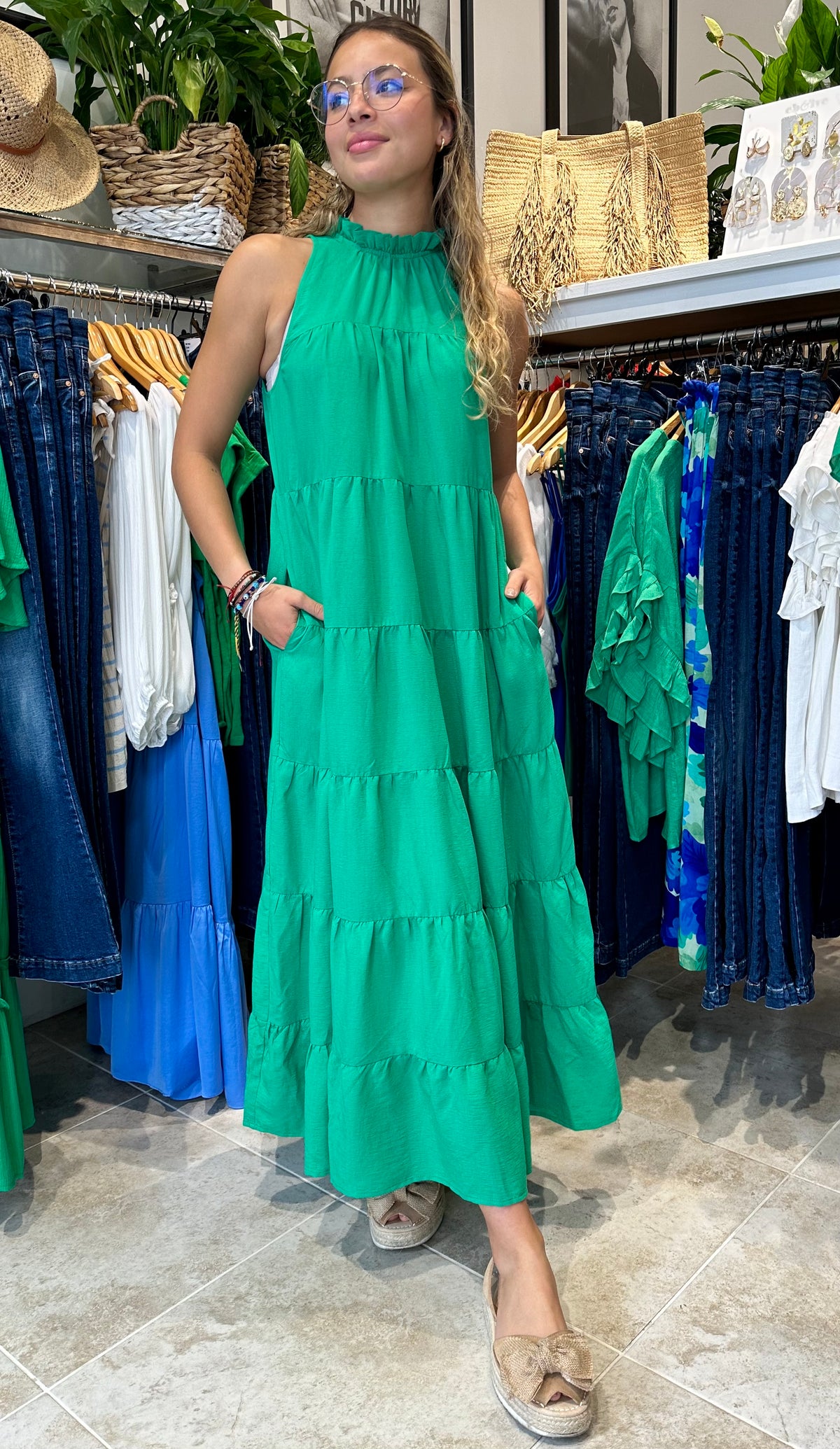 Julie Tiered Maxi Dress Kelly Green The Rock Box Store Julie Tiered Maxi Dress Kelly Green The Rock Box Store