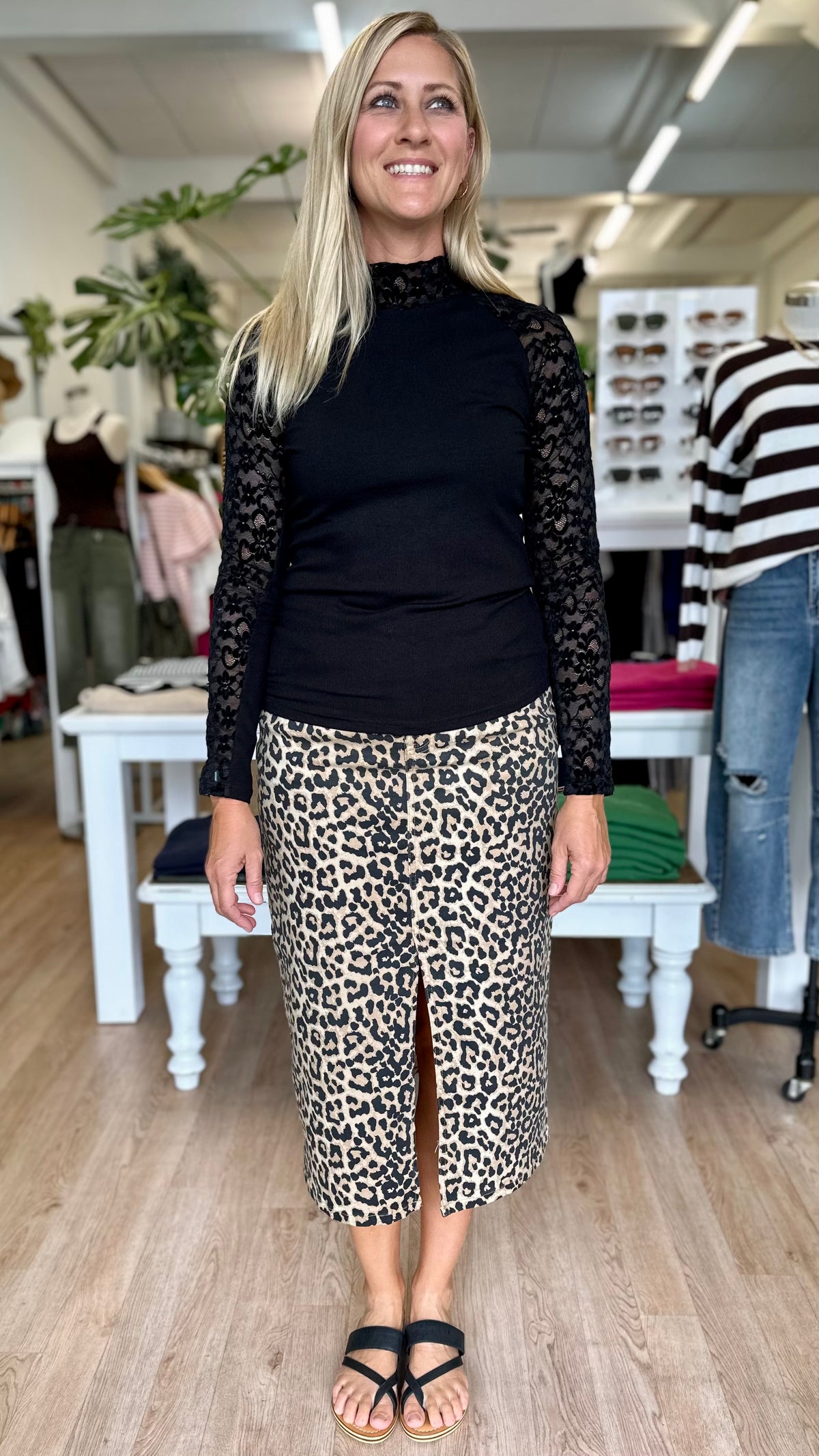 Lou Lou Knit Top Black Lace