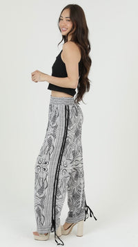 Koi Fish Printed Pants White Black